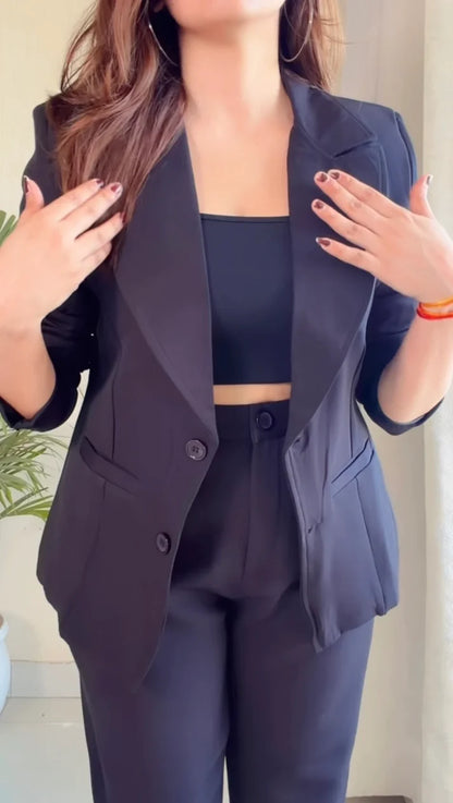 Black Tailored Blazer Co-ord Set