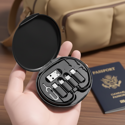 Multi-Functional 6-in-1 Fast Charging Cable & Gadget Storage Kit | Portable Travel Case