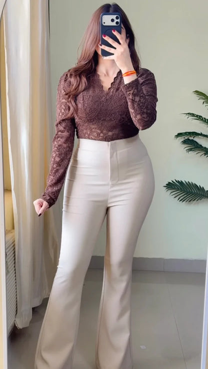 Rose Beige Sculpted Bootcut Trouser