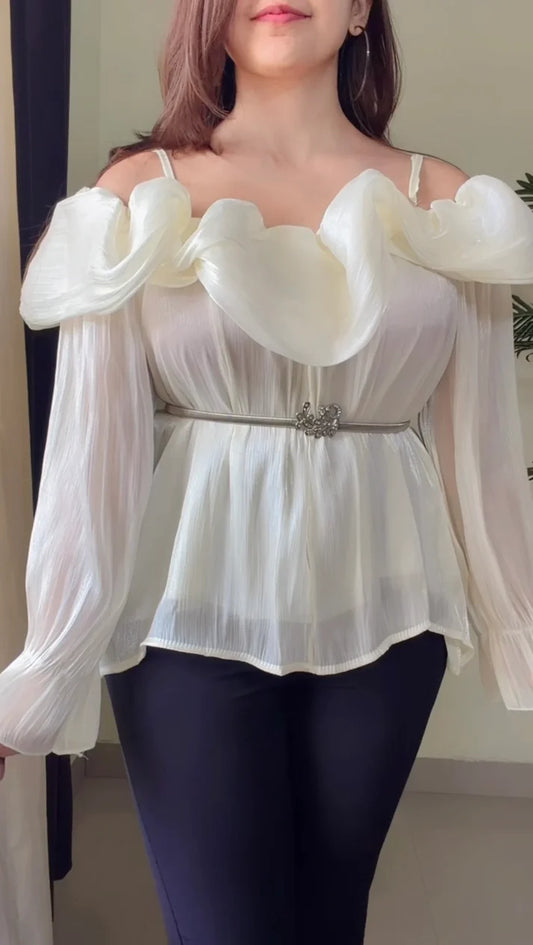 Crimson Ruffle Luxe Top