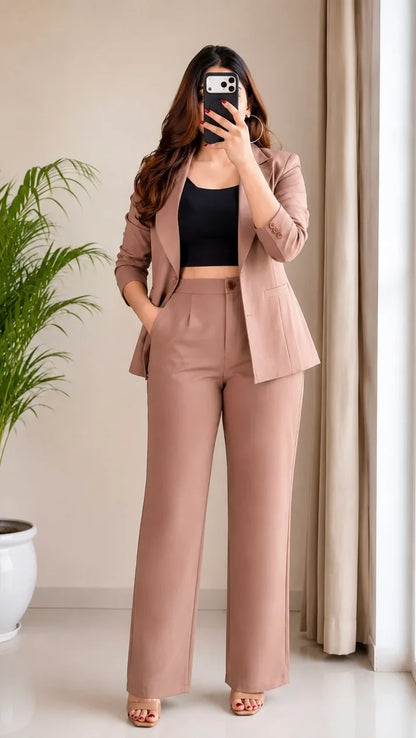 Taupe Tailored Blazer Co-ord Set