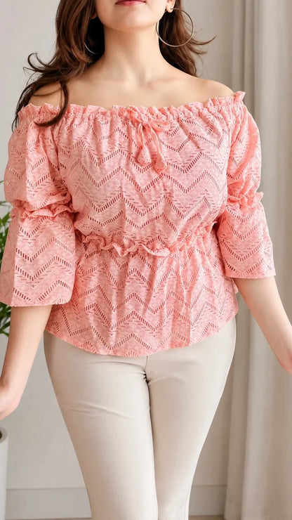 Lace Off-Shoulder Peplum Top