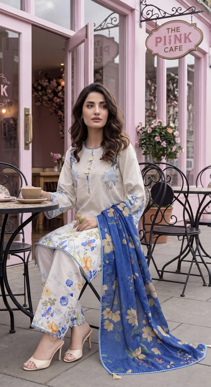 Off-White & Royal Blue Contrast Set