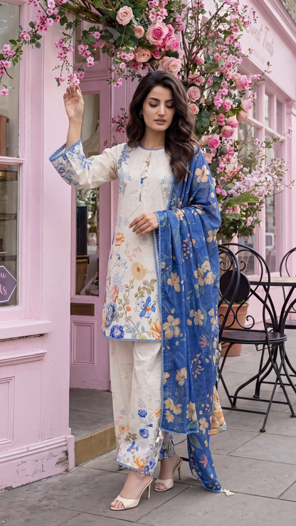 Off-White & Royal Blue Contrast Set