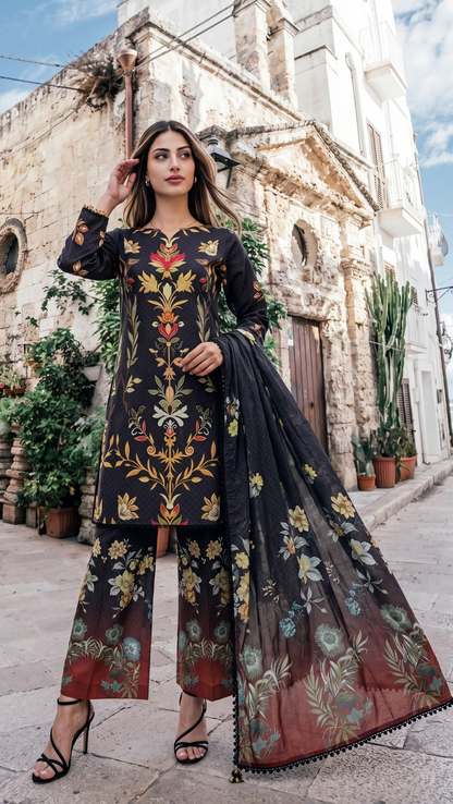 Charcoal & Mustard Vintage Floral Set