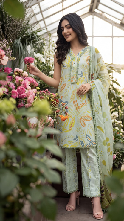 Mint Green & Amber Leaf Set