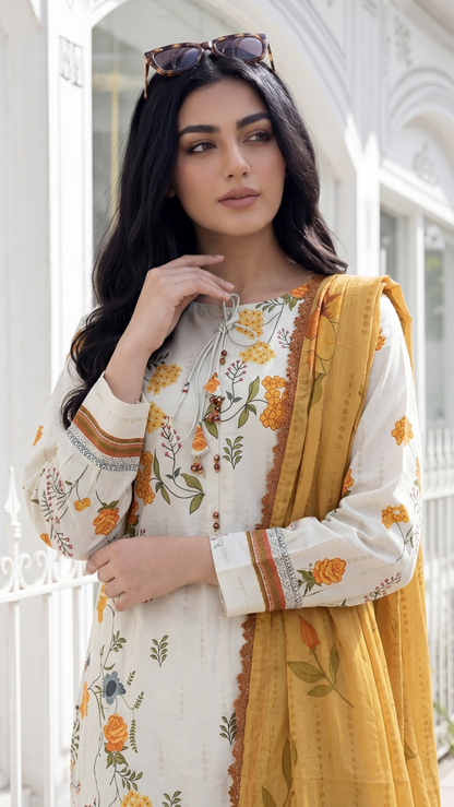 Off-White & Mustard Marigold Set