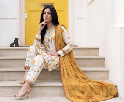 Off-White & Mustard Marigold Set
