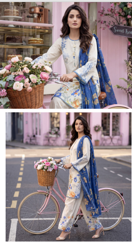 Off-White & Royal Blue Contrast Set