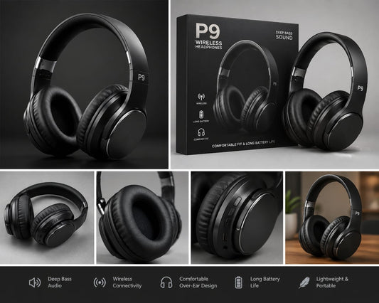 P9 Wireless Bluetooth Headphones | Deep Bass Sound | Comfortable Fit & Long Battery