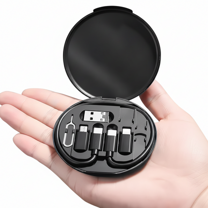 Multi-Functional 6-in-1 Fast Charging Cable & Gadget Storage Kit | Portable Travel Case