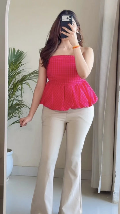 Barbie Checks Bubble Top (Smocked Back)