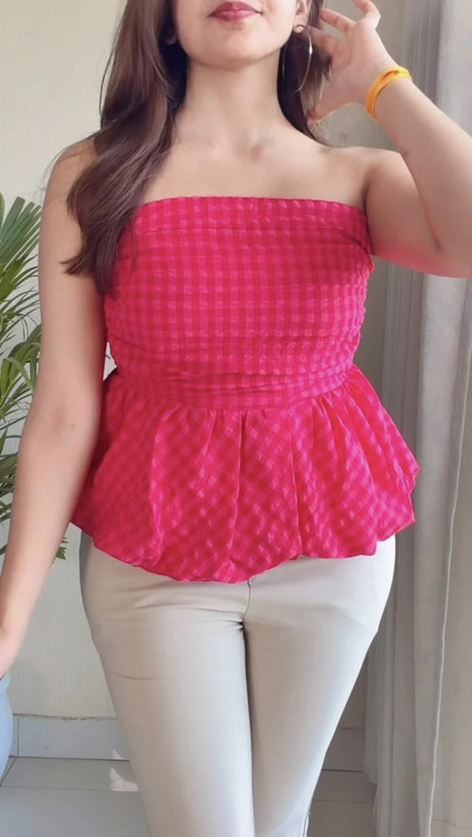 Barbie Checks Bubble Top (Smocked Back)
