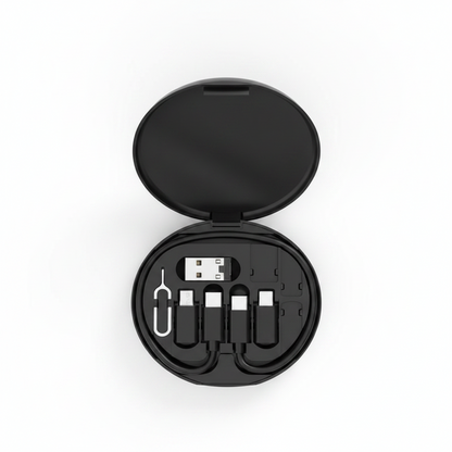 Multi-Functional 6-in-1 Fast Charging Cable & Gadget Storage Kit | Portable Travel Case